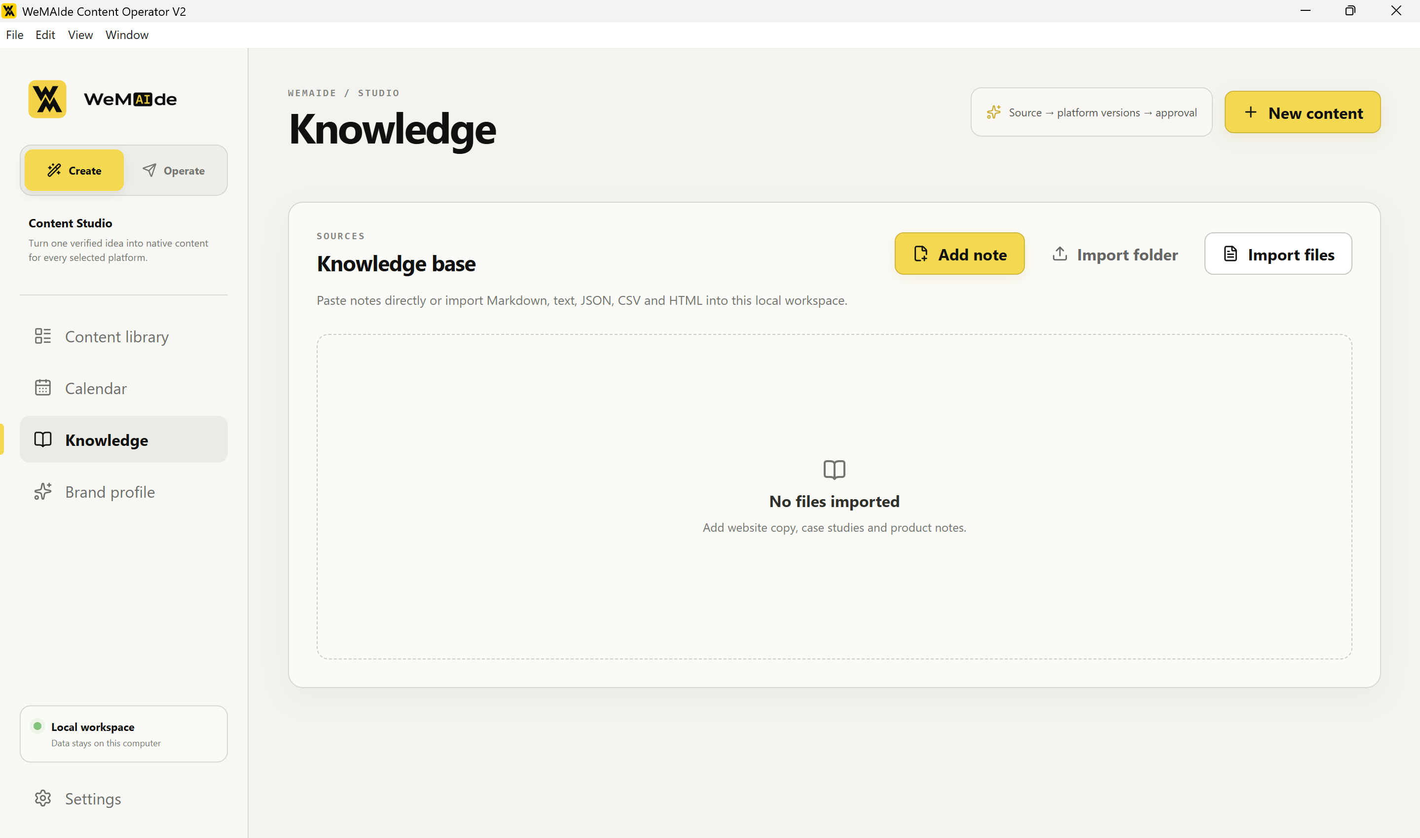 Knowledge base in WeMAIde Content Operator