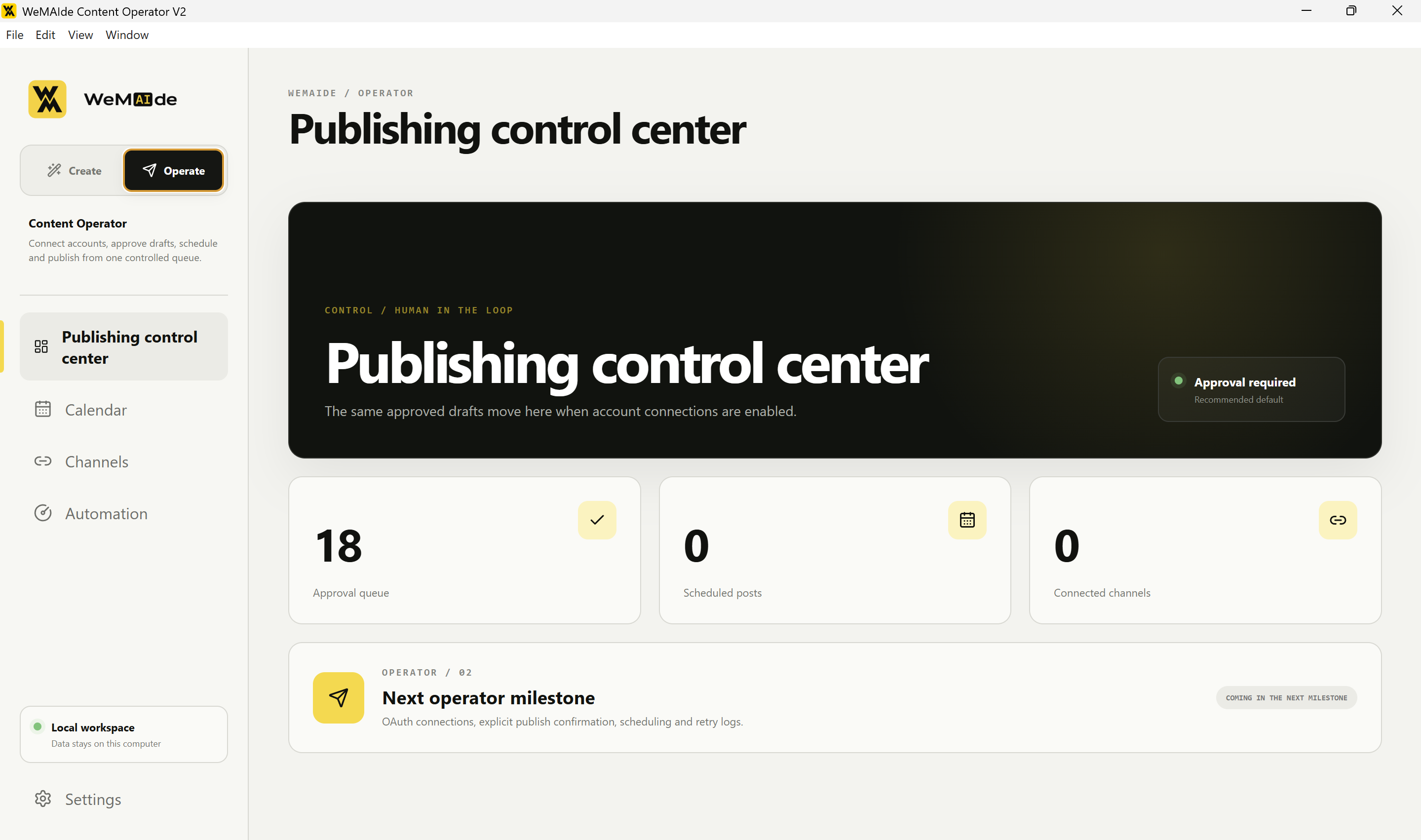 Publishing control in WeMAIde Content Operator
